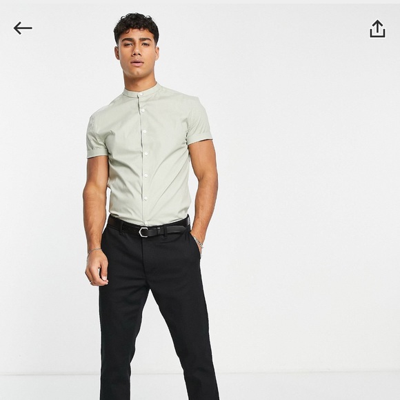 Banded Collar Button Down - Picture 4 of 4